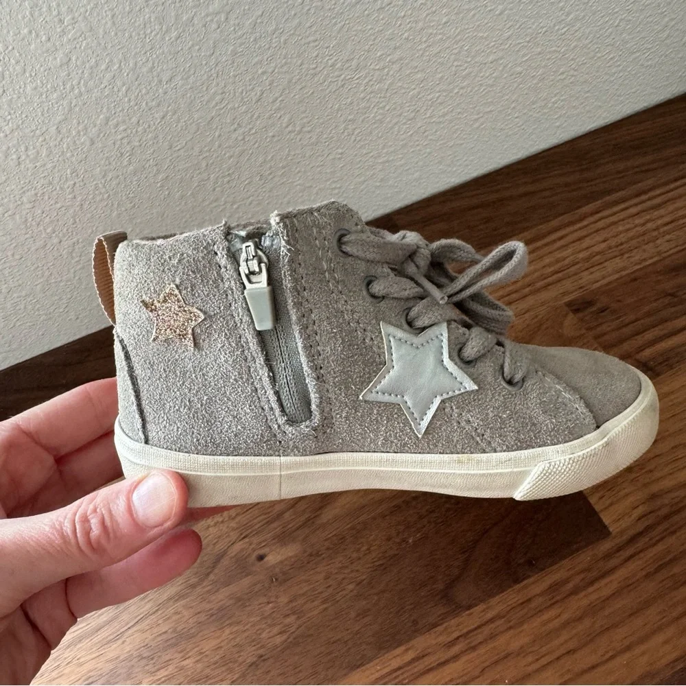 Zara Star-Patterned High-Top Suede Sneakers - EU 24 / US 8 Toddler